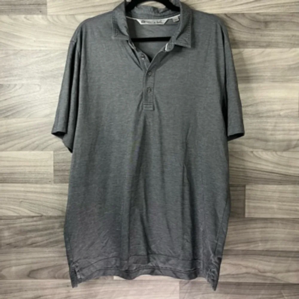 Travis Mathew Mens Golf Polo‎ Shirt Gray Short Sleeve Split Hem Collar Button XL